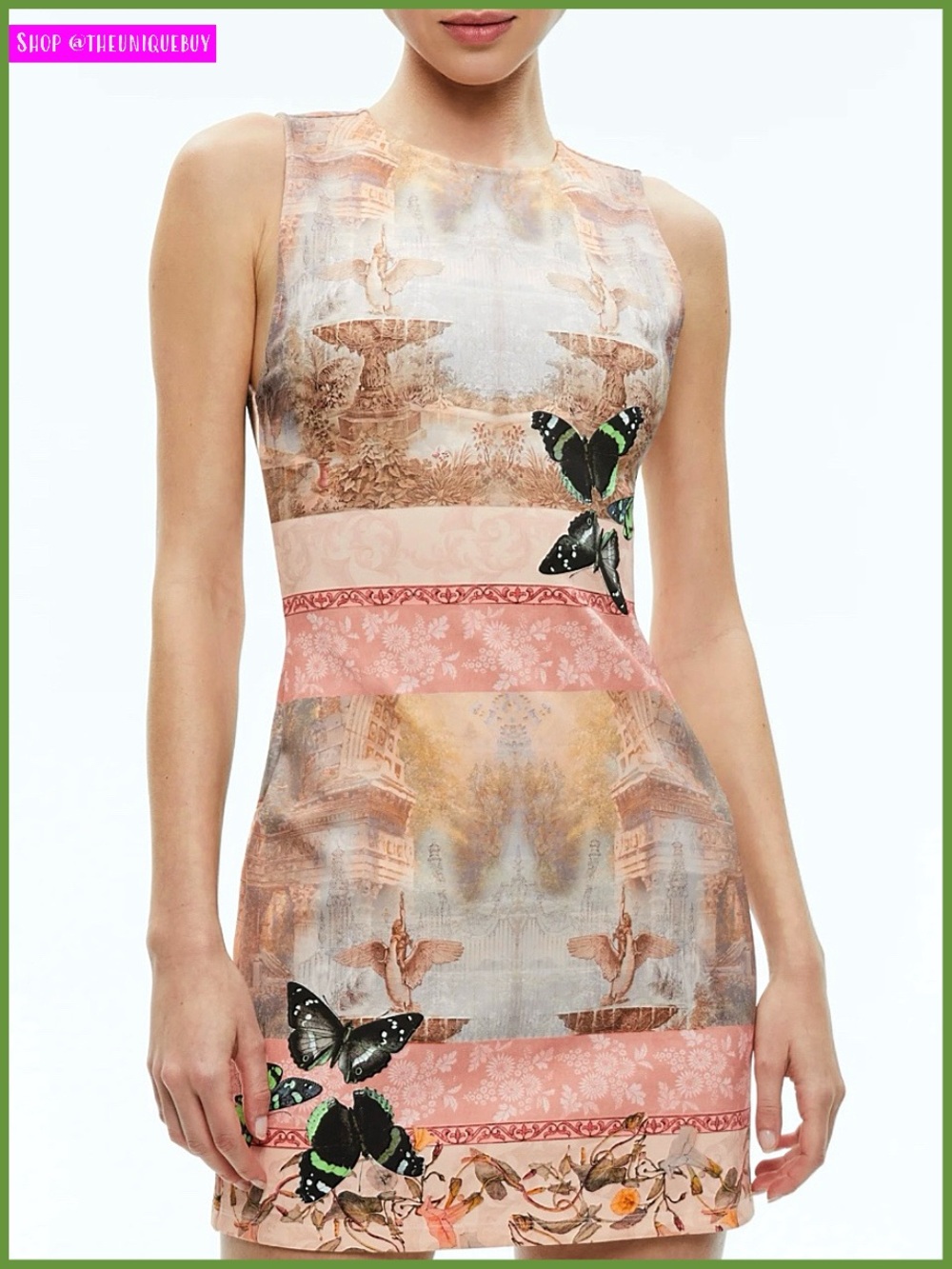 Alice + Olivia Wynell Fitted Versailles Pink Multi A-Line Mini Dress